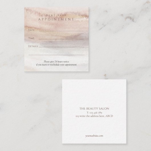 中性水色,スパ,ヨガ,美しいサロン 予約カード (正面/裏面)