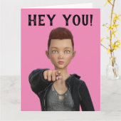 中性的短髪の女の子の友情カード カード (黄色い花)