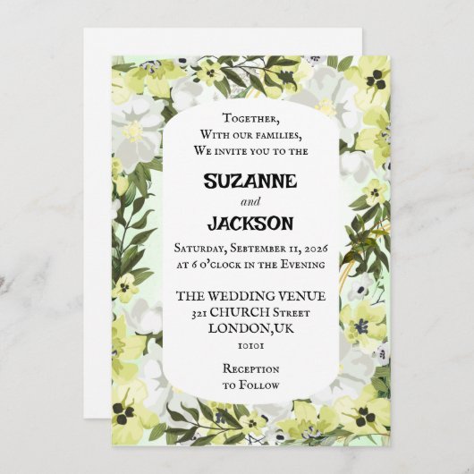 中性素朴フローラ結婚式招待状 招待状 (正面/裏面)