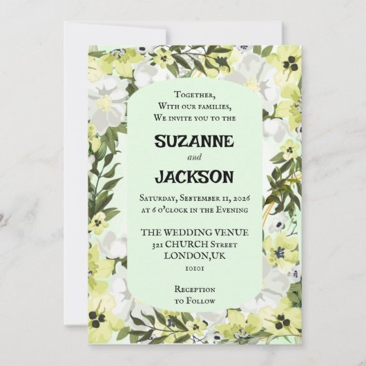 中性素朴フローラ結婚式招待状 招待状 (正面)