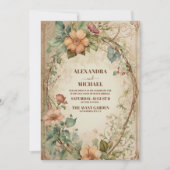 中性素朴ボホフローラ結婚ズ 招待状 (正面)