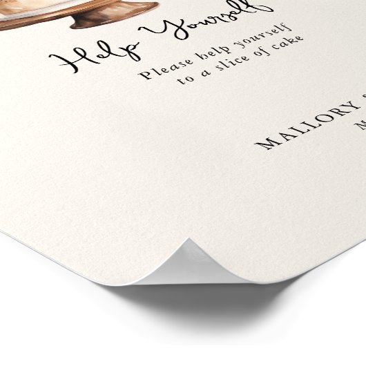 中性素朴ヴィンテージ結婚のケーキ ポスター (角)