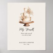 中性素朴ヴィンテージ結婚のケーキ ポスター (正面)