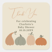 中性素朴秋カボチャ赤ちゃんシャワーありがとう スクエアシール (正面)