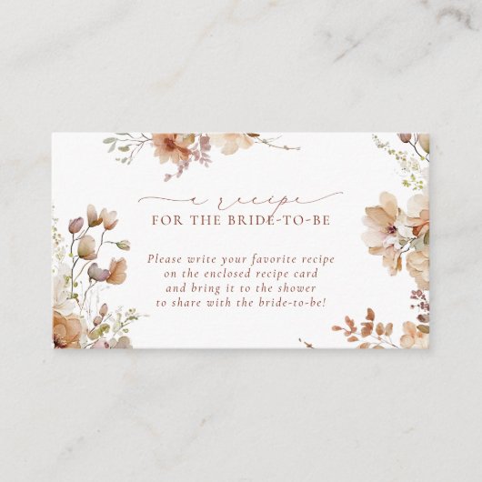 中性素朴Bohoフローラブライダルレシピ要求 エンクロージャーカード (正面)