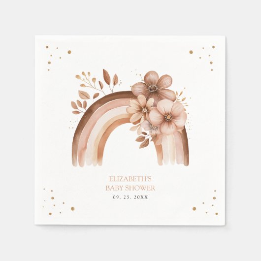 中性素朴Boho水の色レインボーベビーシャワー スタンダードカクテルナプキン (正面)