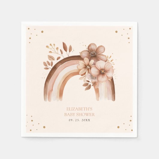 中性素朴Boho水の色レインボーベビーシャワー スタンダードカクテルナプキン (正面)