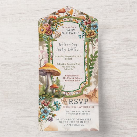 中性自然シャワー招待状 オールインワン招待状 (内側)