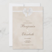 中性自然ヴィンテージエレガントホワイトボー結婚ウ 招待状 (正面)