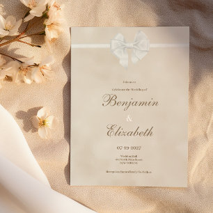 中性自然ヴィンテージエレガントホワイトボー結婚ウ 招待状