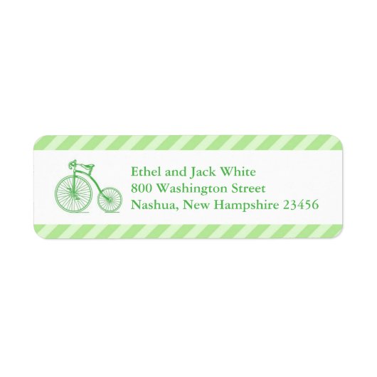 中性自転車ベビーシャワー差出人住所ラベル ラベル (正面)
