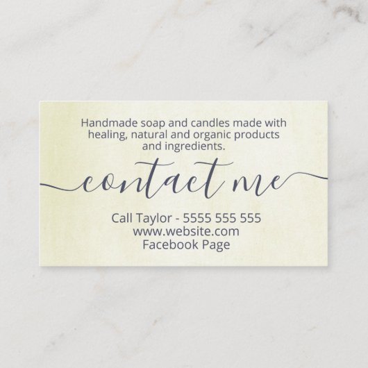 中性葉の手作り石けんとろうそく 名刺 (裏面)