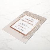 中性金ゴールドトロピカルパーム結婚リーフ 箔招待状 (回転した状態)