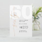 中性金ゴールド60番目の誕生日招待状 招待状 (スタンド正面)