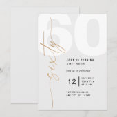 中性金ゴールド60番目の誕生日招待状 招待状 (正面/裏面)