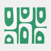 中抜モダンき型ケリーグリーンとホワイト フリースブランケット (正面(横))