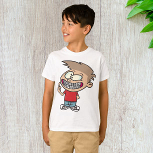 中括弧おもしろい付き漫画の少年スマイル Tシャツ