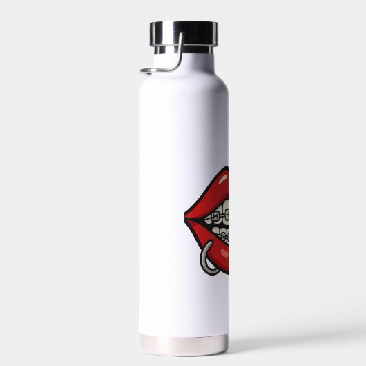 中括弧とピアシングを使用した漫画の唇のシール ウォーターボトル (右面)