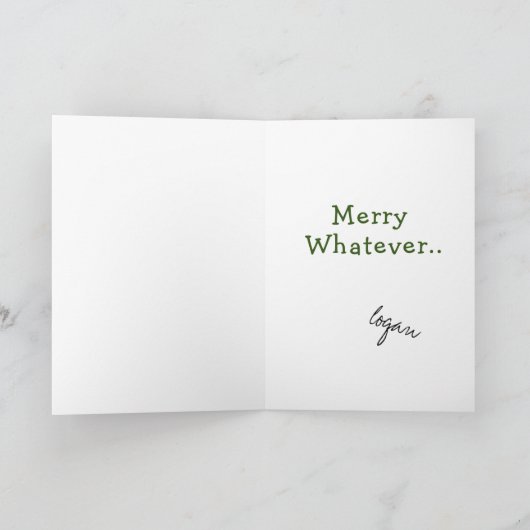 中指おもしろいサンタハット折りクリスマス シーズンカード (内部)