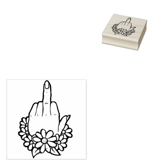 中指を上に反転 ラバースタンプ (押印)