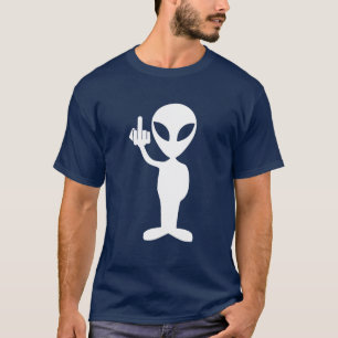 中指を示しているエイリアン Tシャツ