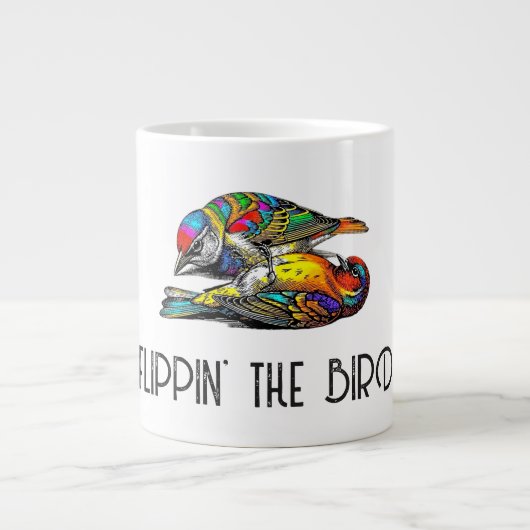 中指を立てる鳥 ジャンボコーヒーマグカップ (正面)