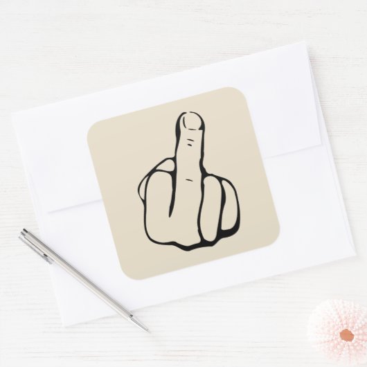 中指コミカルステッカー スクエアシール (封筒)