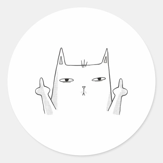 中指ネコ ラウンドシール (正面)