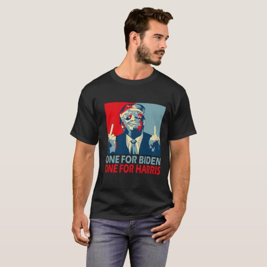 中指バイデン氏ハリス共和党アメリカ国旗 Tシャツ (正面フル)