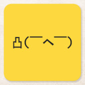 中指怒顔文字日本の加面寺 スクエアペーパーコースター (正面)