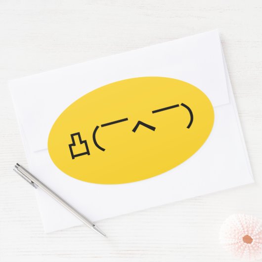 中指怒顔文字日本の加面寺 楕円形シール (封筒)