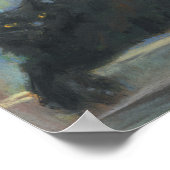 中断昼寝、黒猫の印象派絵画の ポスター (角)