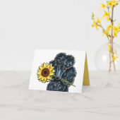 中明るく黒いミニチュアプードルの黄色 カード (黄色い花)