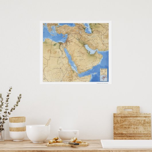 中東の地図1993 ポスター (キッチン)