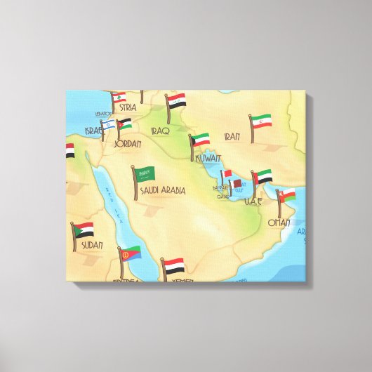 中東の地図 キャンバスプリント (正面)