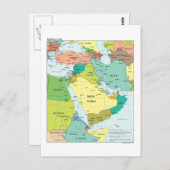中東の地図 ポストカード (正面/裏面)