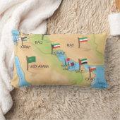 中東の地図 ランバークッション (ブランケット)