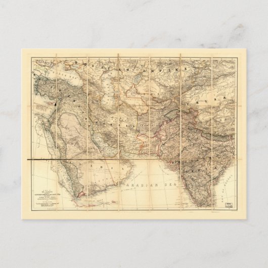 中東の地図（1885年） ポストカード (正面)