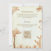 中東の砂漠のラクダQRコードムスリム結婚ズ 招待状 (裏面)