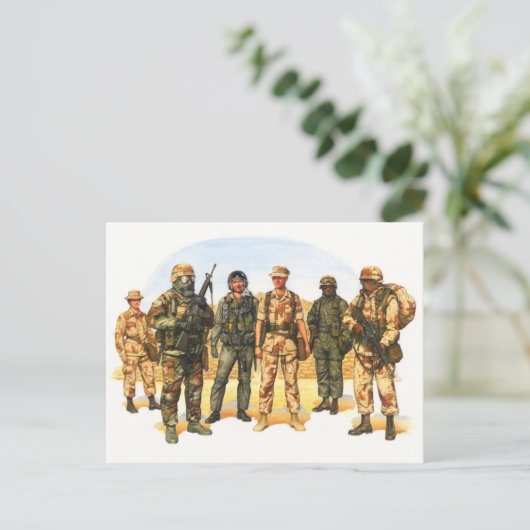 中東の米国軍隊の制服 ポストカード (スタンド正面)
