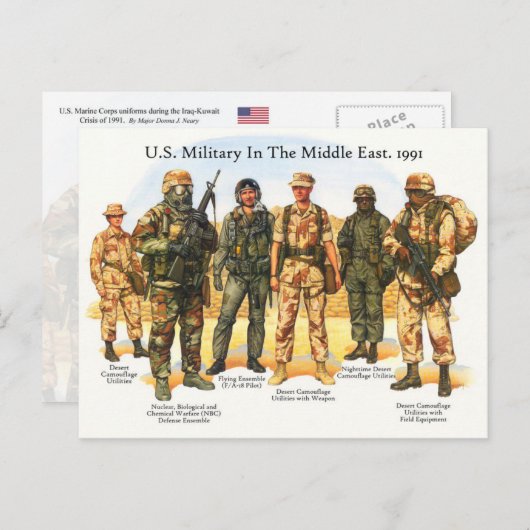 中東の米国軍隊の制服 ポストカード (正面/裏面)