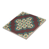 中東ヴィンテージオレンジ色の花模様 タイル (側面)