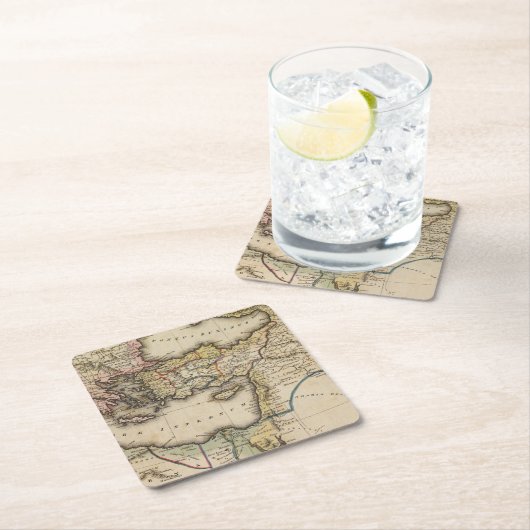 中東地図書の地図 スクエアペーパーコースター (インサイチュ)