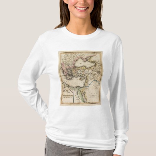 中東地図書の地図 Tシャツ (正面)