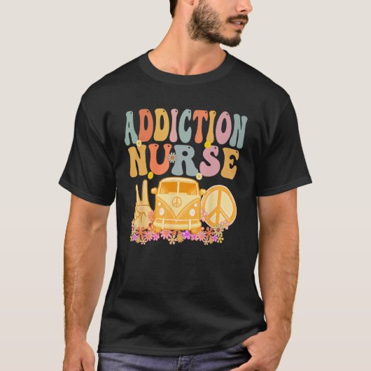 中毒ナースGroovyヒッピーレトロウィーク感謝 Tシャツ (正面)