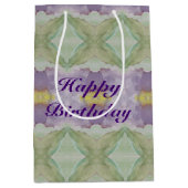 中濃い紫の水色の贈り物バッグ ミディアムペーパーバッグ (正面)