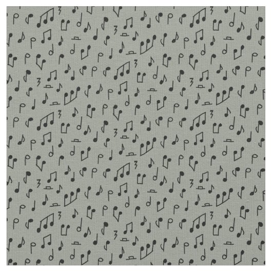 中灰色背景上的塗鴉音樂符號黑色 ファブリック (クローズアップ)