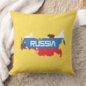 中白く青および赤旗が付いているロシアの地図 クッション (ブランケット)