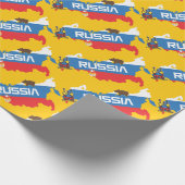 中白く青および赤旗が付いているロシアの地図 ラッピングペーパー (角)