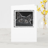 中白黒猫の挨拶状のブランク カード (黄色い花)
